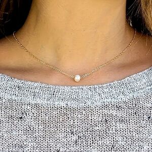 NEW!! Silver Plated Minimalist Delicate Pearl Chain Necklace